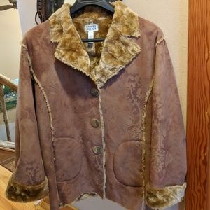 Chico's faux suede and fur coat jacket